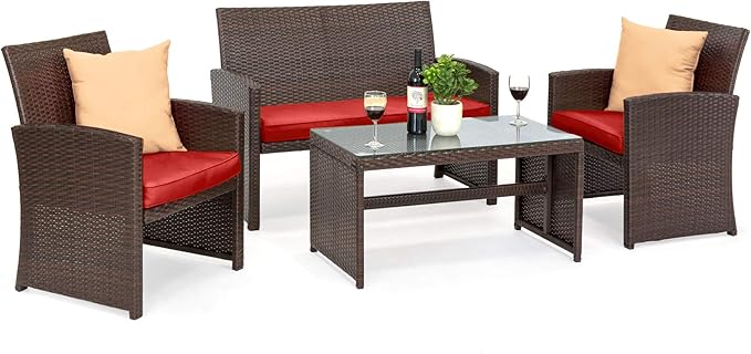 Best Choice Products 4-Piece Outdoor Wicker Patio Conversation Furniture Set by BestChoiceProducts