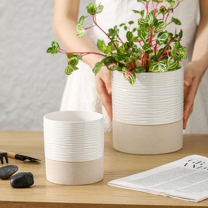 Nihow Self Watering Plant Pot: 4.5 Inch Ceramic Planter - Image 5
