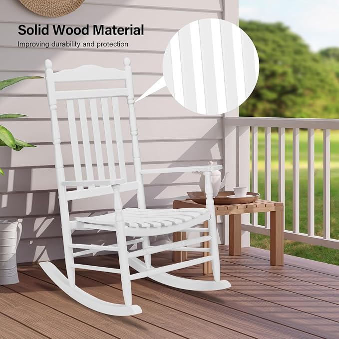 VINGLI Wooden Rocking Chair, Outdoor Chair - Image 6