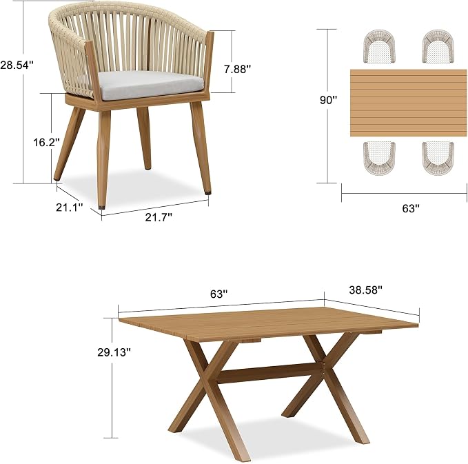 PURPLE LEAF 5 Pieces Outdoor Dining Set - Image 7