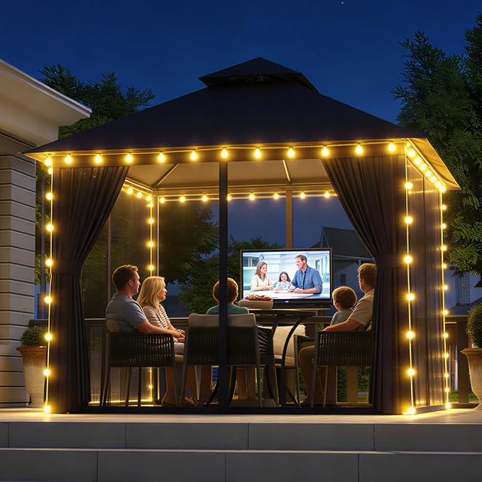 Aoxun Outdoor Gazebo for Patio 10x10 Metal Frame Canopy - Image 3