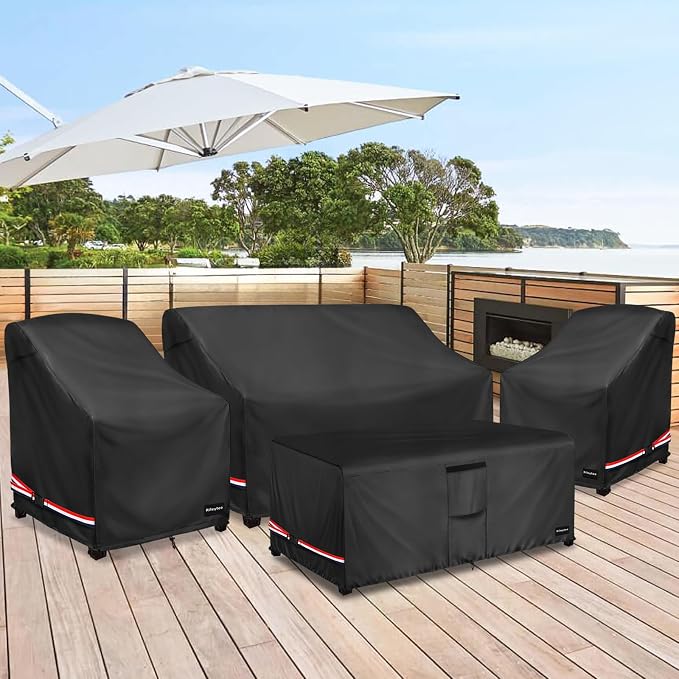 Rileytee Patio Furniture Set Covers, Fit Patio Loveseat, Chair and Coffee - Image 8