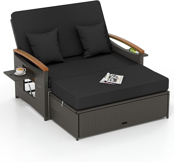 Tangkula Patio Rattan Daybed by TANGKULA