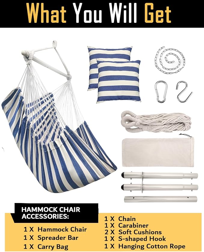 ADVOKAIR Hammock Chair Large 70.9"x47.2", 32% Bigger XXL Hanging Swing Chair - Image 6