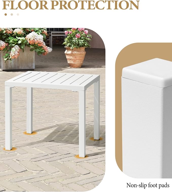 Crestlive Products Outdoor Side Table Set of 2, Aluminum Rectangular Side/End - Image 6