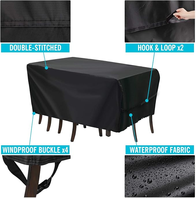 Velway Patio Table Cover Rectangle Waterproof Patio Furniture Cover - Image 8