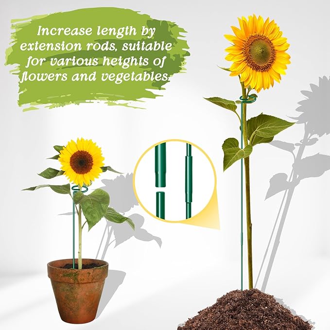 10 Pack Height Adjustable Plant Support Stakes, Metal Plant Stakes - Image 4