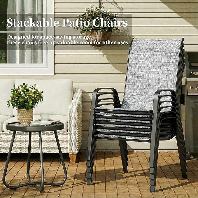 MAMIZO Patio Dining Chairs, Stackable All Weather Teslin Chair, Heavy Duty - Image 7