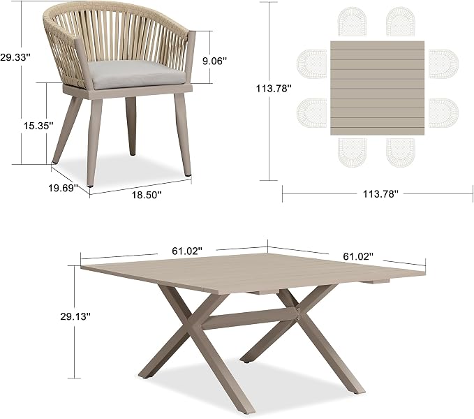 PURPLE LEAF 9 Pieces Outdoor Dining Set - Image 7