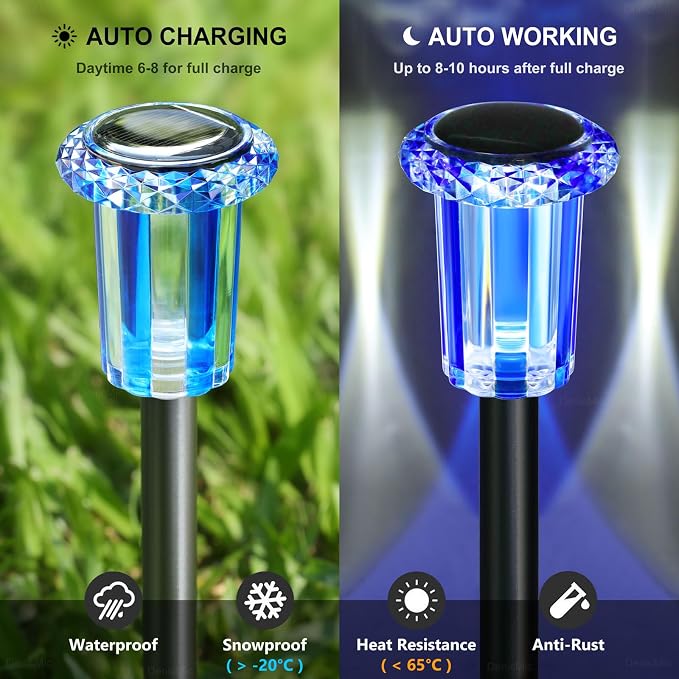 DenicMic Solar Lights Outdoor 10 Pack Waterproof Color LED Stainless Steel - Image 4