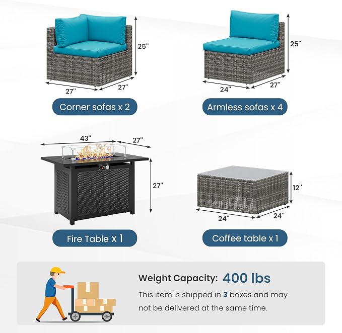 8 Pieces Outdoor Patio Furniture Set - Image 7