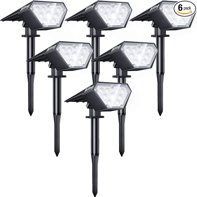 Biling Solar Spot Lights Outdoor, 2-in-1 Solar Landscape Lights 12 LED Bulbs by biling