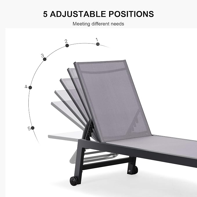 PURPLE LEAF Patio Chaise Lounge Set 4 Pieces Aluminum Outdoor Lounge Chairs - Image 6