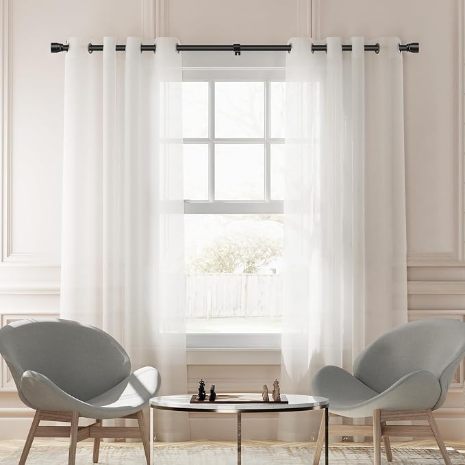 1” Diameter Matte Black Curtain Rods Itself is 30 to 90 inch, 1 Pack Fit 30-84 - Image 6