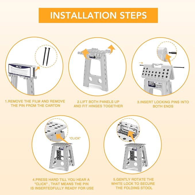 Delxo 16 Inch Folding Step Stool, Foldable Stool - Image 7