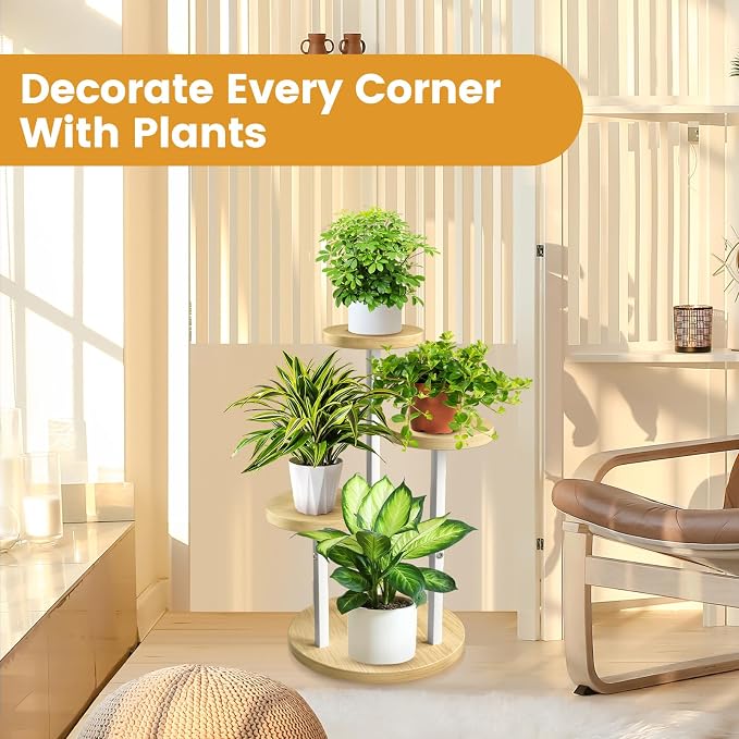 GEEBOBO 3 Tier Plant Stand Indoor, Metal Wood Plant Stands - Image 6
