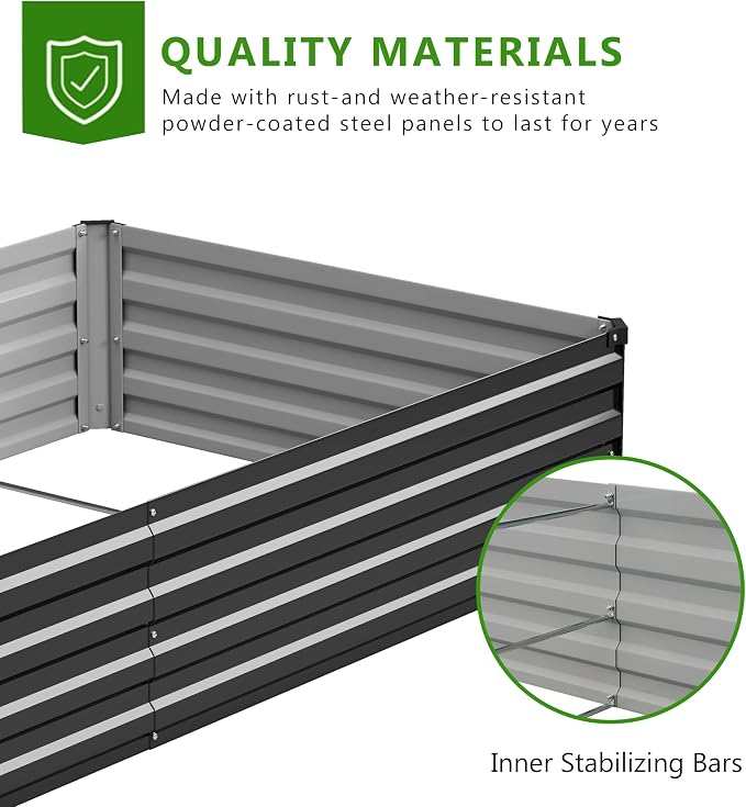 2PCS 8x4x1ft Galvanized Raised Garden Bed Kit, Galvanized Planter Raised Garden - Image 5