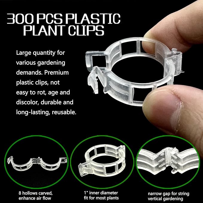 Piteno® 300Pcs Tomato Clips, Plastic Trellis Clips, Plant Support Clips - Image 2