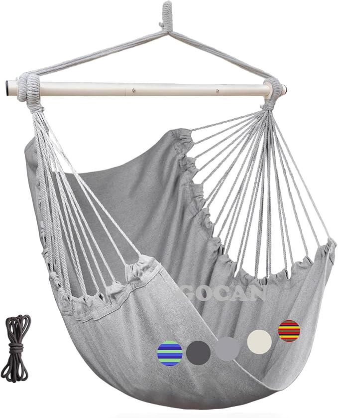 Hammock Chair Large Hammock Swing, 110 x 150cm Load 150kg, Cotton Hammock Chair by GOCAN