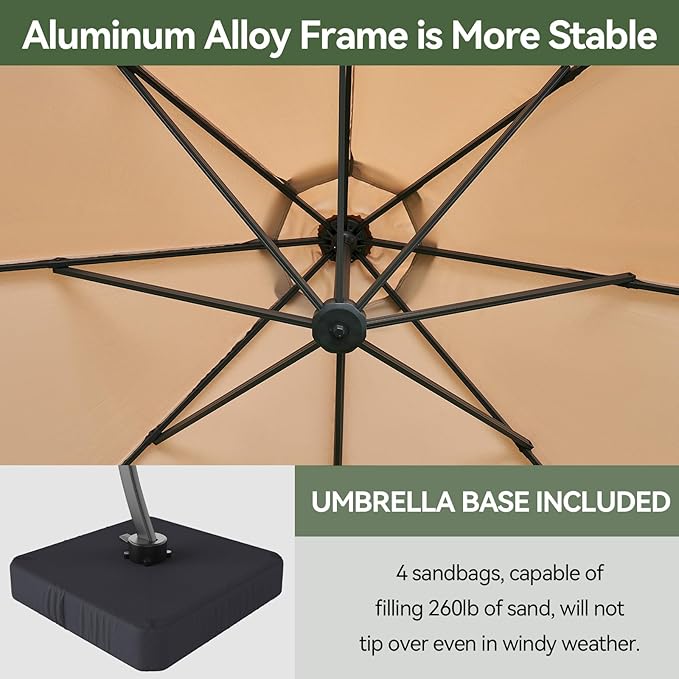 Aoxun 11 FT Cantilever Umbrella - Image 3