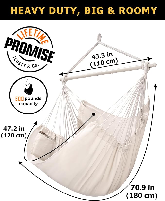 ADVOKAIR Hammock Chair Large 70.9"x47.2", 32% Bigger XXL Hanging Swing Chair - Image 4