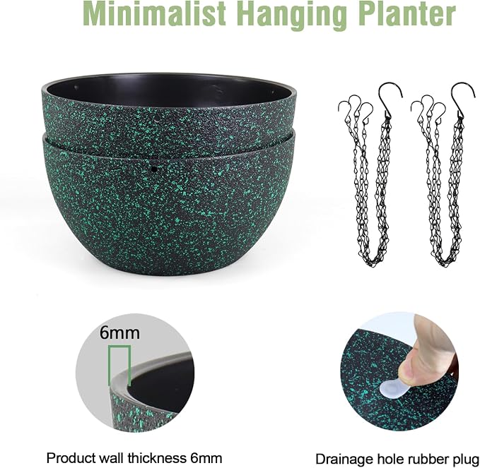 10 inch Hanging Planters for Indoor Outdoor Plants, 2 Pack Hanging Flower Pots - Image 4