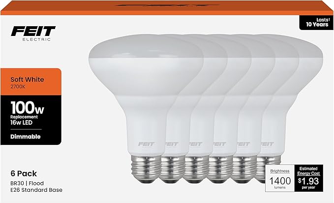 Feit Electric BR30 LED Light Bulbs, 100W Equivalent, E26 Standard Base - Image 2