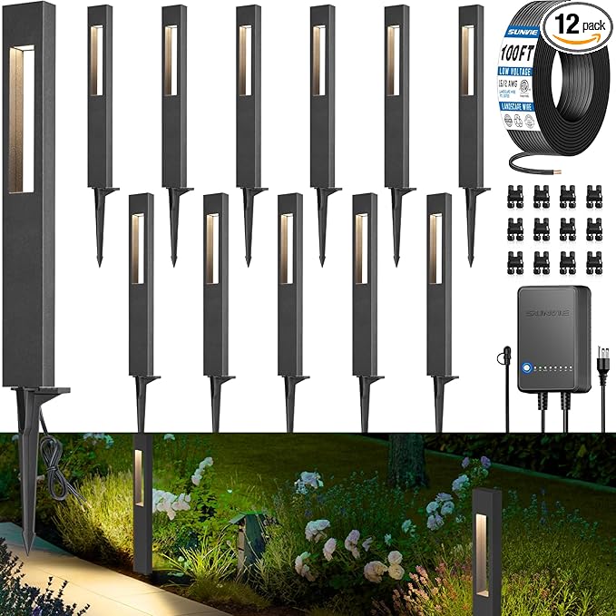 SUNVIE All-In-One LED Low Voltage Landscape Lighting Kit 12 Pack Low Voltage by SUNVIE
