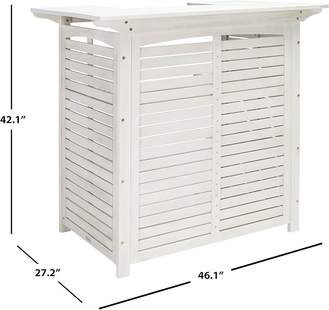 SAFAVIEH Outdoor Collection Monterey White Wash 3-Shelf Patio Bar Table - Image 3
