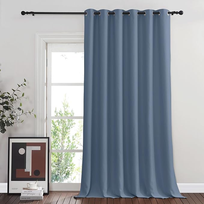NICETOWN Stone Blue Blackout Sliding Door Curtains, Grommet Thermal Curtain by NICETOWN