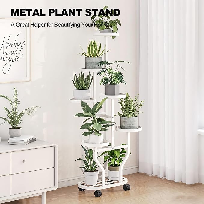 Plant Stand with Wheels 6 Tier Metal Flower Shelf - Image 7