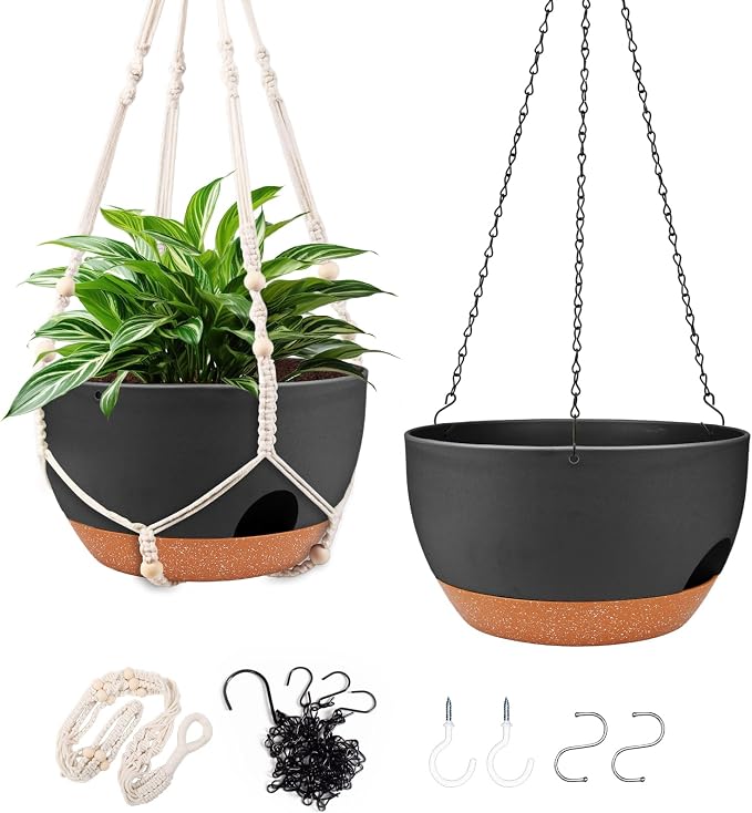 Hanging Planters for Outdoor Indoor Plants, 2 Pack 12 Inch Hanging Basket by Lucieblessdesign