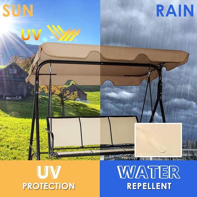 Tangkula 3 Person Patio Swing, Steel Frame - Image 6