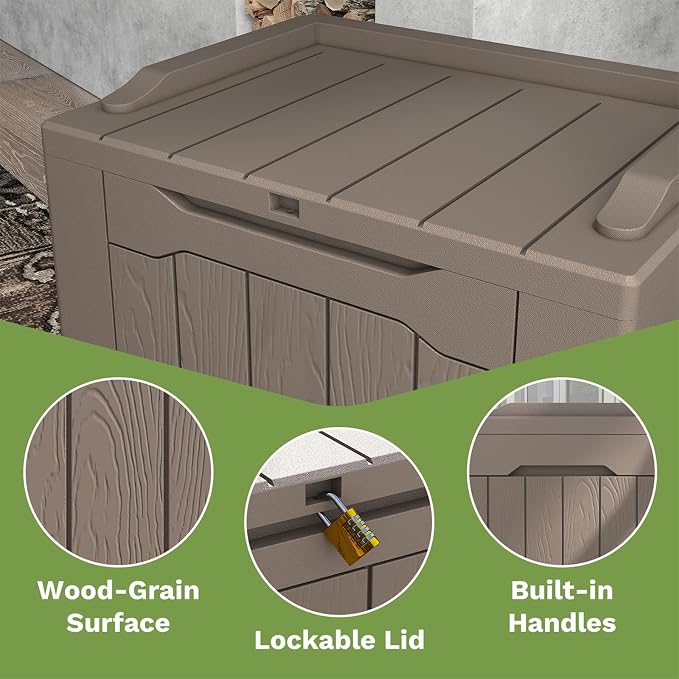 Patiowell 30 Gallon Resin Deck Box, Outdoor Storage Box - Image 4