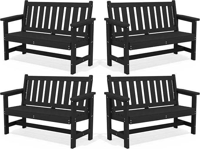 SERWALL Outdoor Bench, HDPE Outdoor Benches Weatherproof, 2-Person Garden Bench by SERWALL