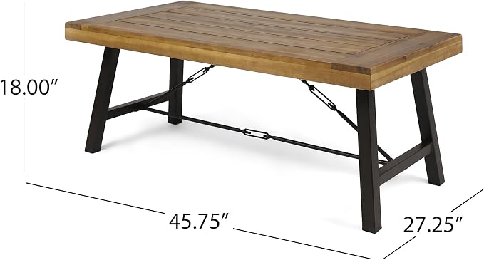 Christopher Knight Home Catriona Outdoor Acacia Wood Coffee Table, Teak Finish - Image 3