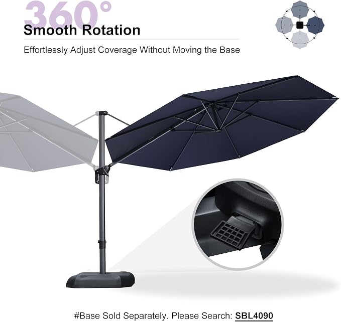 PURPLE LEAF 11 Feet Patio Umbrella Outdoor Cantilever Round Umbrella Aluminum - Image 8