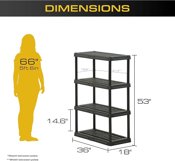CENTREX CX 4-Tier Heavy Duty Plastic Storage Shelves that Support up to - Image 2
