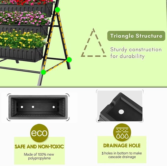 SEJOV 2 Pack Vertical Raised Garden Bed, 5 Tiers Elevated Planter Box - Image 3