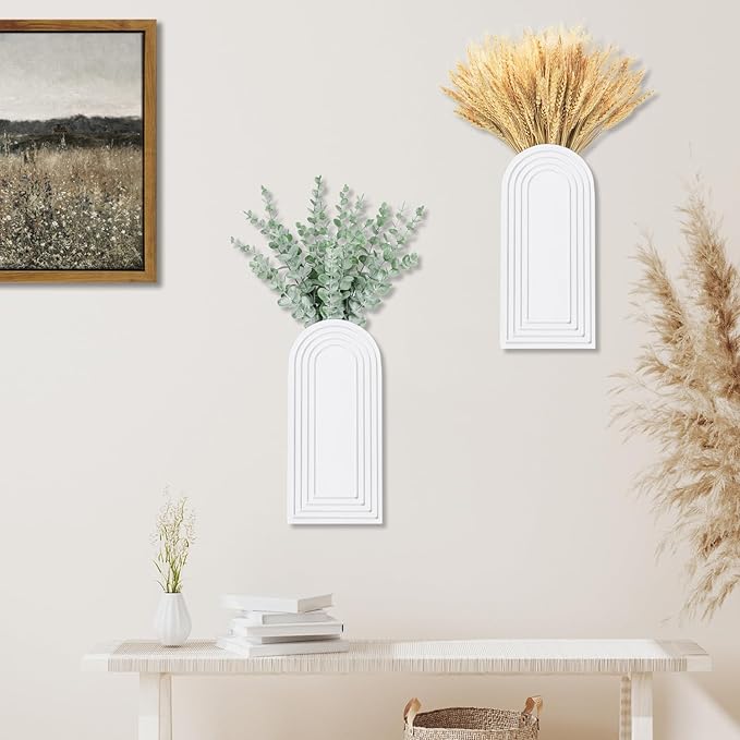 2 Pack Wooden Wall Vase Set - Image 5