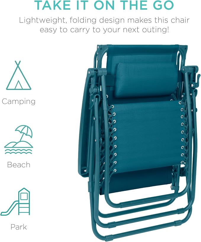 Best Choice Products Folding Zero Gravity Outdoor Recliner Patio Lounge Chair - Image 7