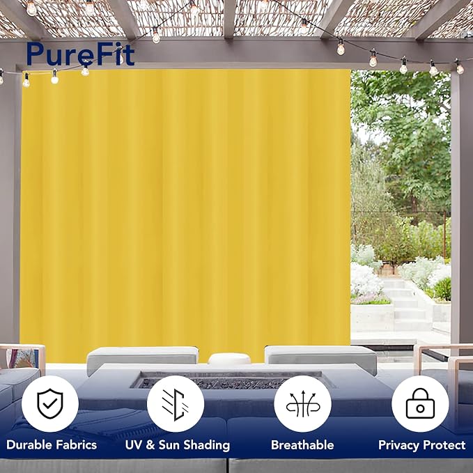 PureFit Outdoor Curtains for Patio Waterproof Weatherproof, UV Resistant - Image 3