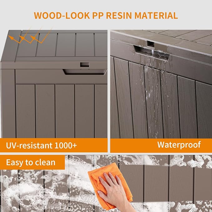 DRATO 35 Gallon Deck Boxes Resin Outdoor Storage Box UV Resistant Outside Deck - Image 5