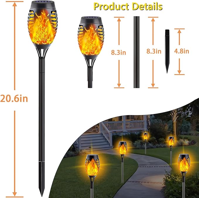 10Pack Solar Lights Outdoor, Mini Solar Torch Lights - Image 7