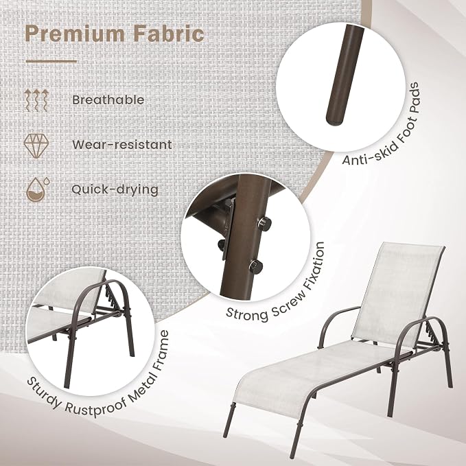 Giantex Patio Lounge Chair, Outdoor Chaise Lounge - Image 5