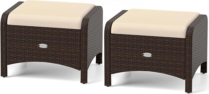 RELAX4LIFE Wicker Outdoor Ottomans by RELAX4LIFE