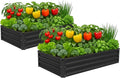 2 Pack 6x3x1FT Galvanized Raised Garden Beds Kit Outdoor Metal Gardening by Meberam