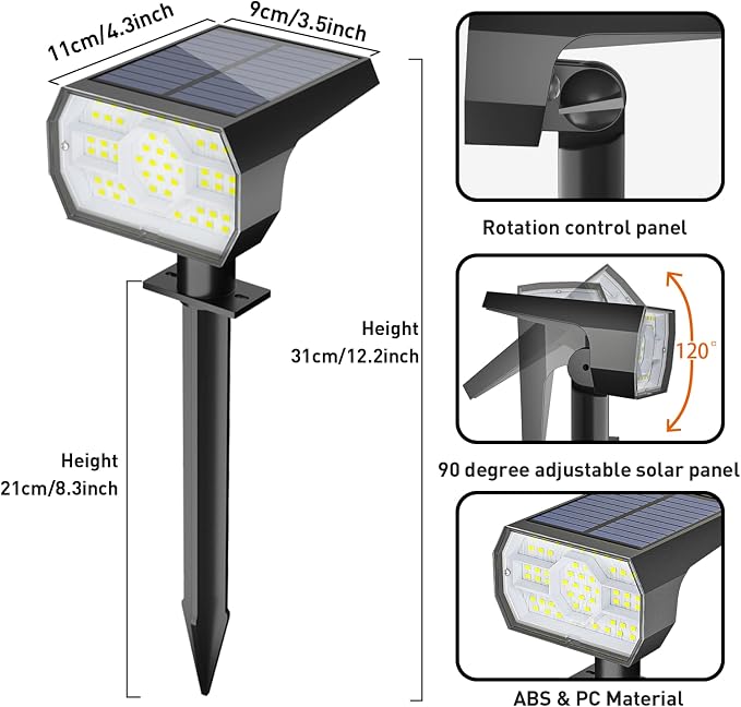 NYMPHY Solar Lights Outdoor Waterproof IP68, 56 LED 3 Lighting Modes Solar - Image 5