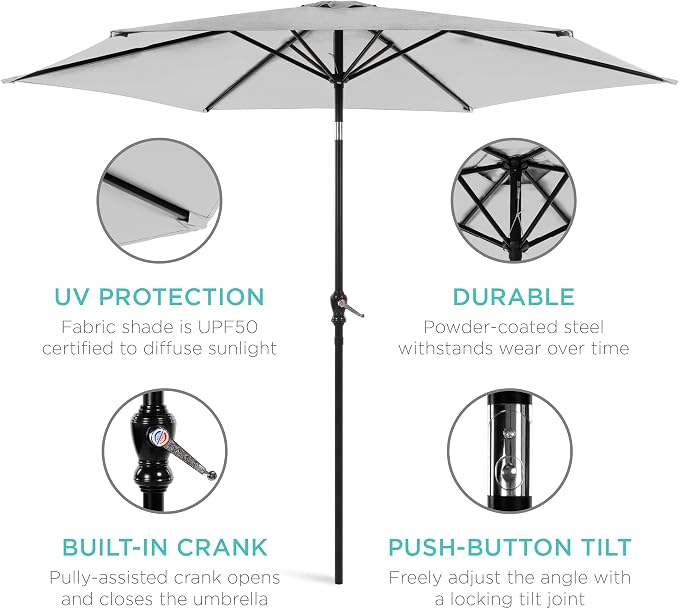 Best Choice Products 10ft Outdoor Table Compatible Steel Polyester Market Patio - Image 5