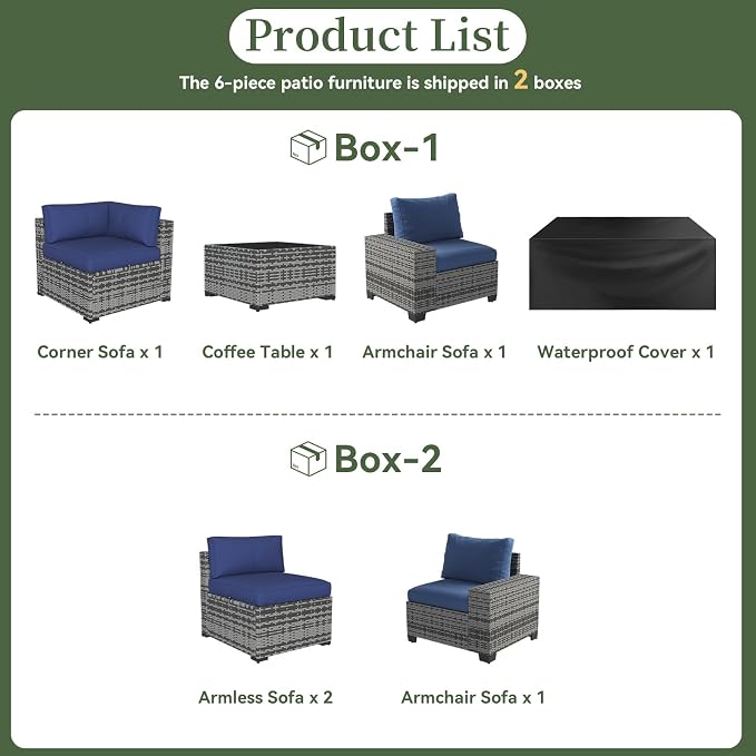 Aoxun 6 Piece Patio Furniture Set - Image 4